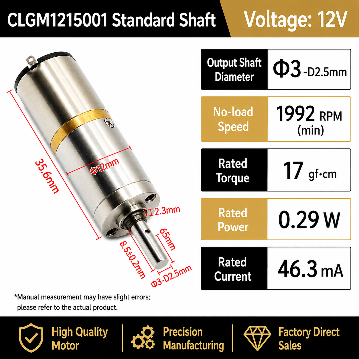 12mm Micro Planetary DC Gear Motor 12V Mini Coreless Gearbox Motor Low Speed Reversible High Torque Motor