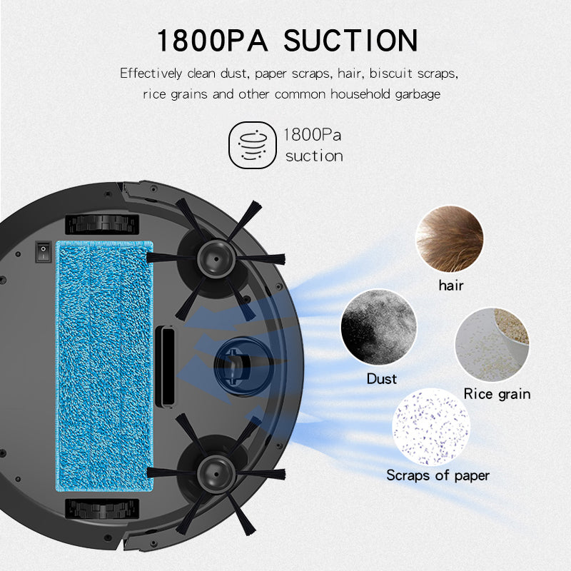 Smart APP Robot Vacuum Cleaner, 1800Pa Suction, Slim 6.8cm Body, Multi-Mode Cleaning