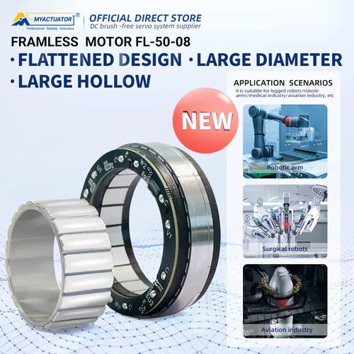Frameless Torque Motor FL-50-08 | High-Torque Robot Arm Motor with Hall Sensor | 48V 163W