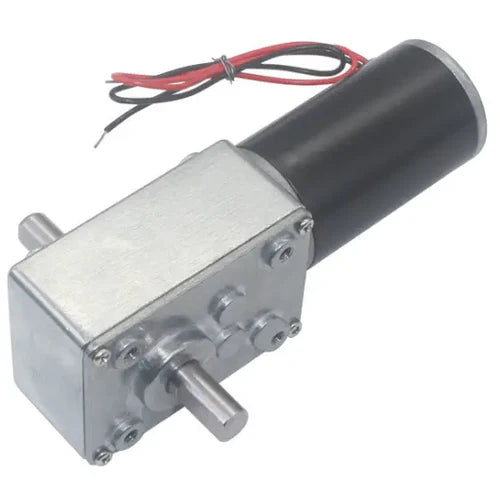 12V 80RPM High Torque Dual Shaft 31D DC Motor with Worm Gear Reduction – Self-Locking, High Precision