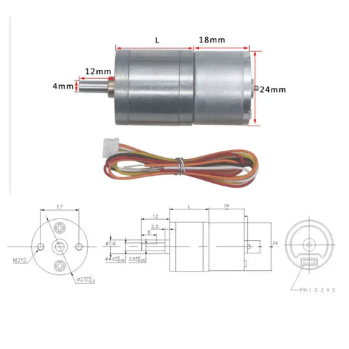 12V 100RPM 25D 2418 Brushless DC Gear Motor – High Efficiency, Long Life, Adjustable Speed