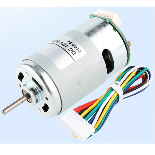 555 Size DC Motor with Encoder, 24V, 16000 RPM – High Torque, Long Life, Hall Sensor 2-Channel 17 PPR