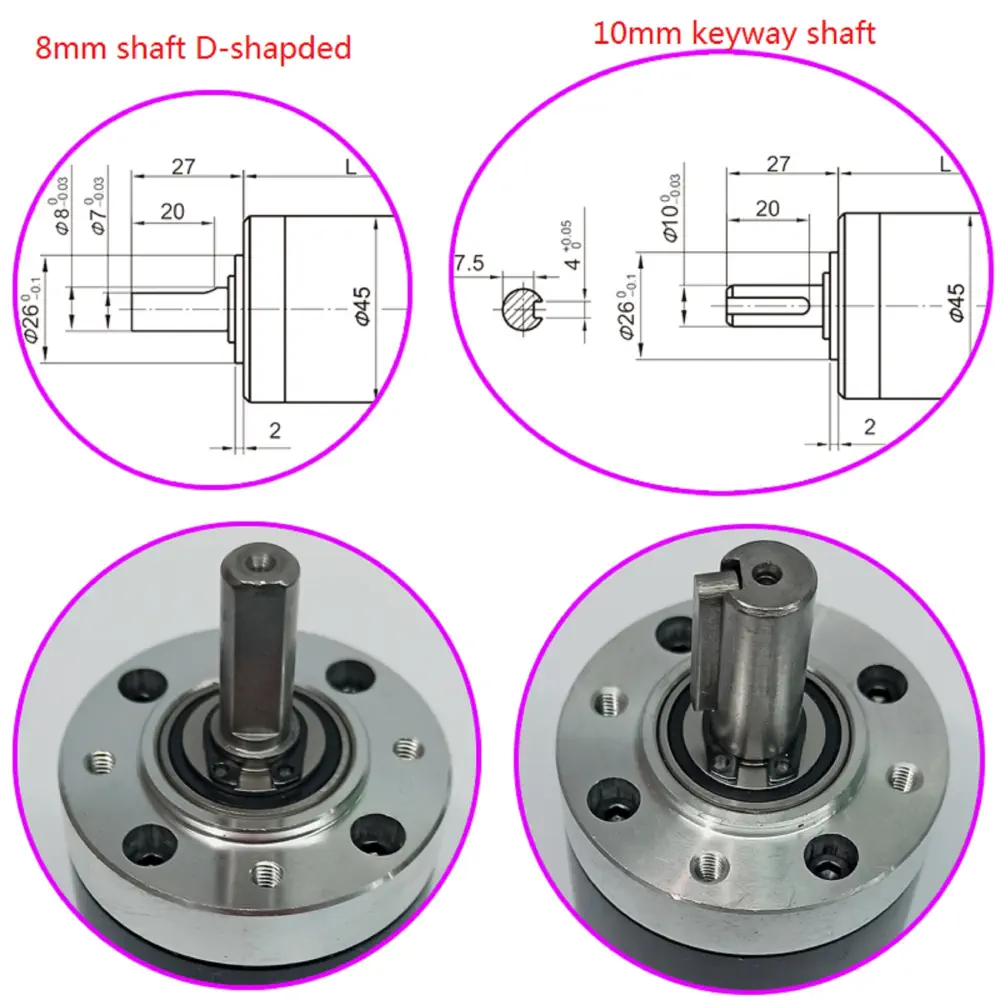 45D High Torque DC Planetary Gear Motor – 24V, ~772 RPM Performance Drive