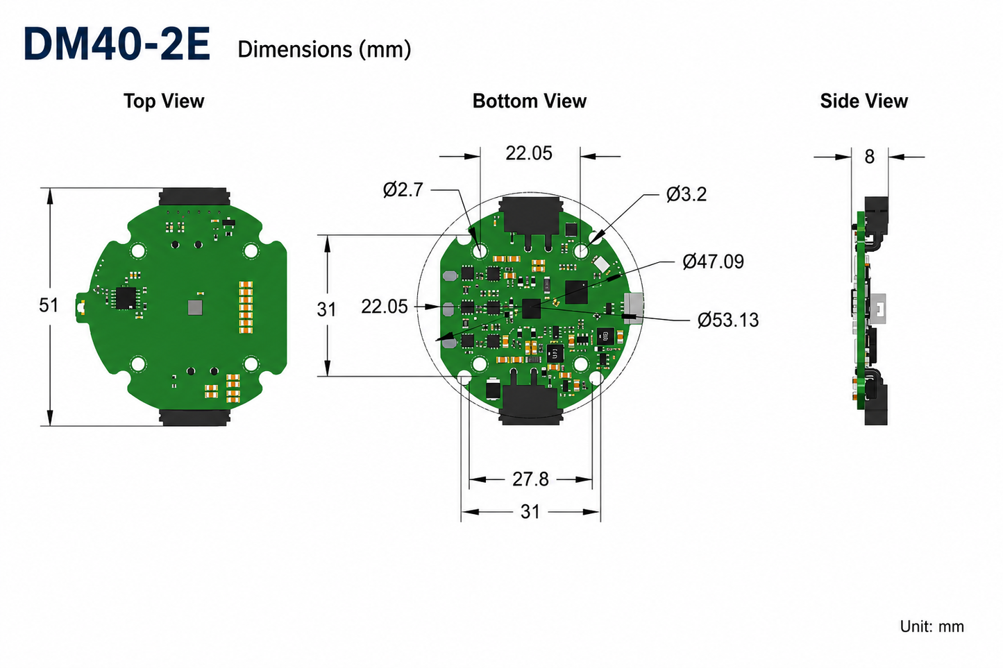 DAMIAO DM40-1E MIT Servo Driver for BLDC Robotic Joint Motors Dual Encoder FOC Controller