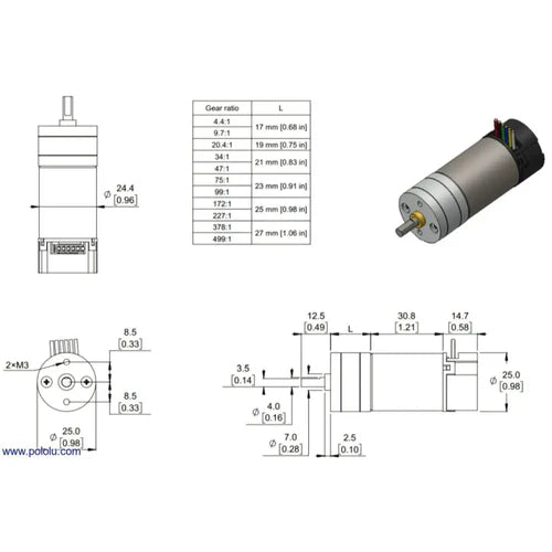 Pololu 12V 75:1 Metal Gearmotor HP with 48 CPR Encoder | High Torque Precision DC Motor for Robotics