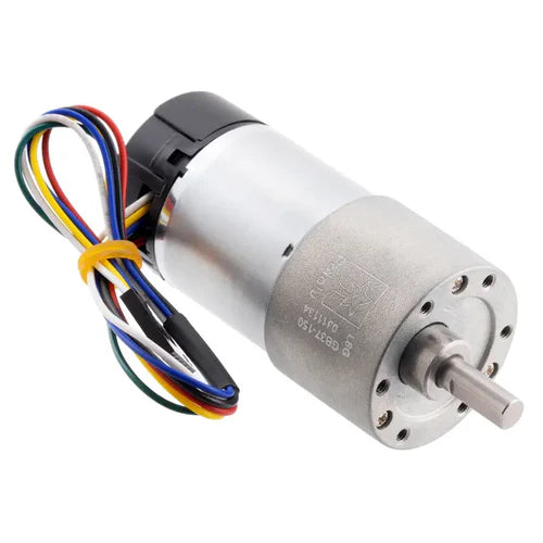 Pololu 150:1 Metal Gearmotor 37Dx73L mm with 64 CPR Encoder & Helical Pinion – High-Torque 12V DC Motor