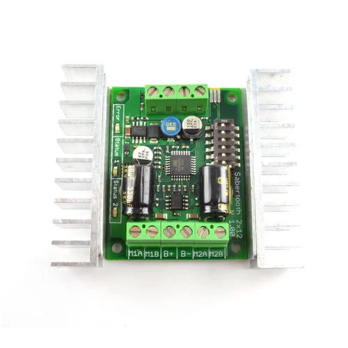 Sabertooth Dual 12A 6V-24V Regenerative Motor Driver – High-Efficiency Dual DC Motor Controller with Multiple Control Modes