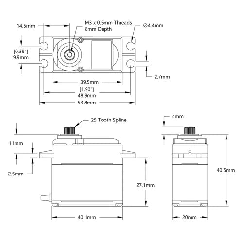 ServoCity HSR-M9382TH Brushless Titanium Gear Servo – 7-Turn Programmable High-Torque IP65 Robotics Servo