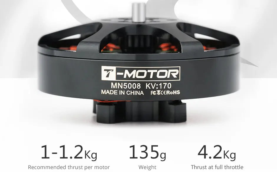 TMotor MN5008 KV170 UAV Brushless Motor Antigravity – High Efficiency, 4.2kg Thrust, IP35 Rated