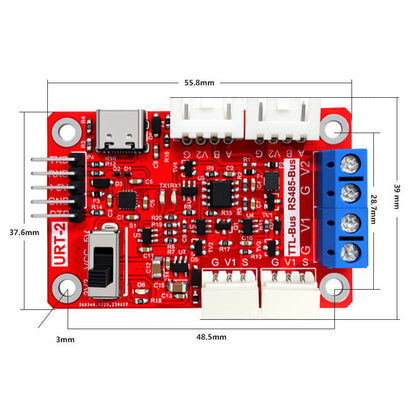 FEETECH URT-2 USB to TTL RS485 Servo Debug Board Signal Converter Module for Smart Bus Servos