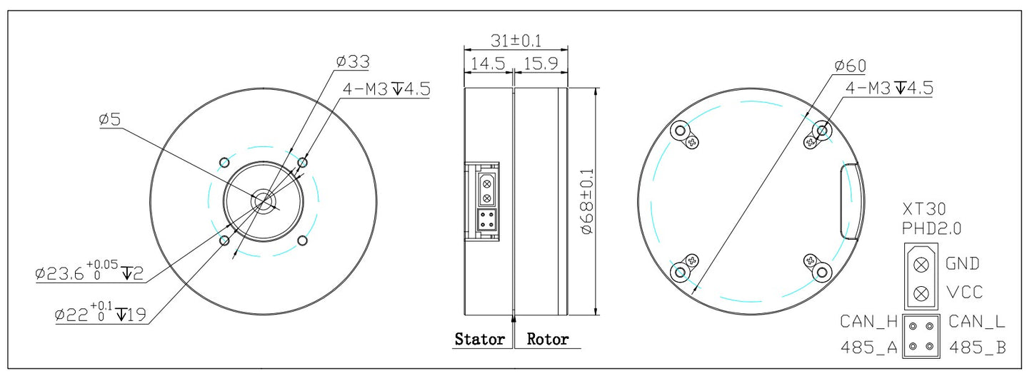 DD7010 Direct Drive Motor Integrated Servo Actuator High Precision Turntable Motor for Robotics & Gimbal