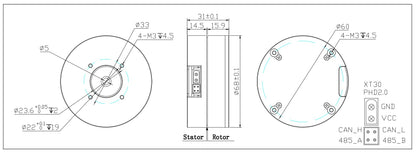 DD7010 Direct Drive Motor Integrated Servo Actuator High Precision Turntable Motor for Robotics & Gimbal