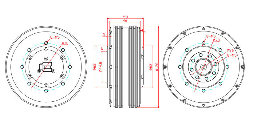 PM120 (10025) High Torque Gimbal BLDC Motor | 36V Frameless Robot Joint Motor with Encoder Option