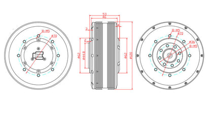PM120 (10025) High Torque Gimbal BLDC Motor | 36V Frameless Robot Joint Motor with Encoder Option