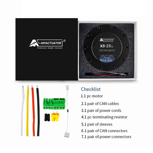 MYACTUATOR RMD X8 Pro V2 BLDC Servo Motor w/ Integrated Driver, CAN Bus, 9:1 Gear Ratio, 48V, 13N·m Torque