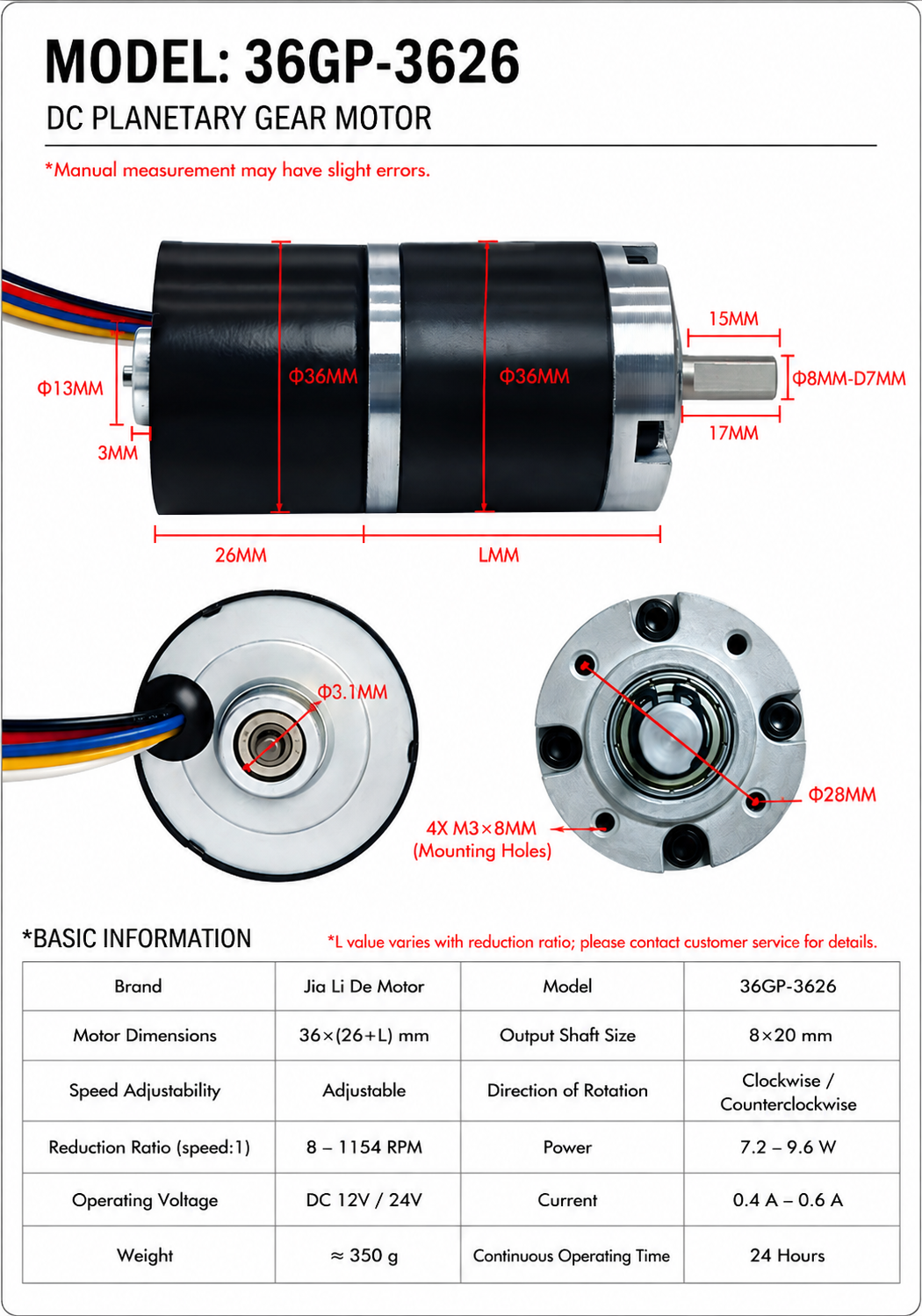 12V Brushless DC Planetary Gear Motor 28RPM–73RPM High Torque BLDC Motor 6mm / 8mm Shaft for Robot Drive Systems
