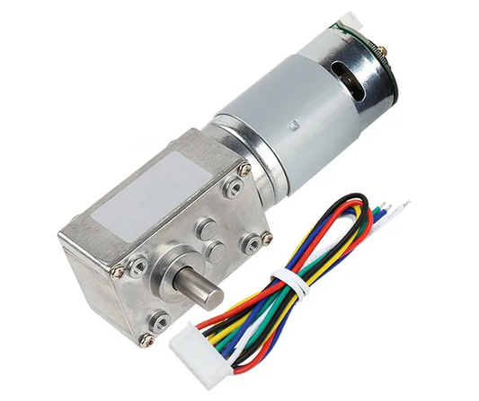 12V High Torque Self-Locking Worm Gear Motor with Encoder – 105RPM
