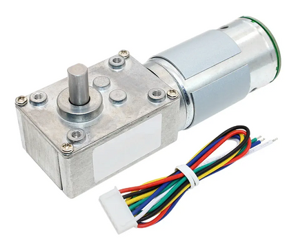 12V High Torque Self-Locking Worm Gear Motor with Encoder – 105RPM