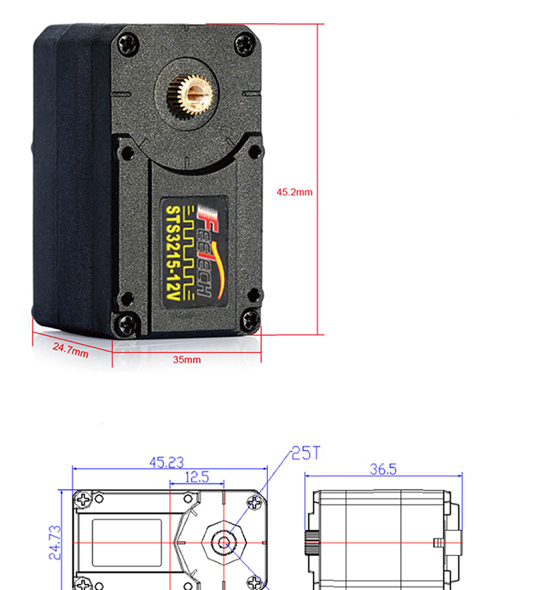FEETECH ST3215 Magnetic Encoder 360° TTL Serial Bus Servo for SO-100 / SO-101 / OpenDuck Robots