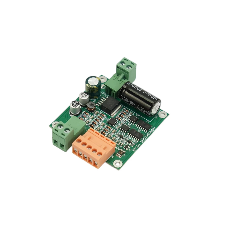 15A single DC motor driver circuit board with green and orange screw terminals