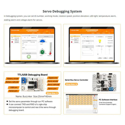 Hiwonder HTD-45H High Voltage Serial Bus Servo – 45KG Torque, Three Connectors & Real-Time Data Feedback