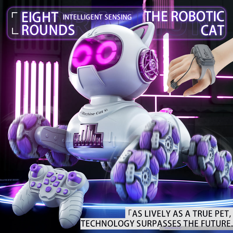 Smart Eight-Wheeled Robotic Cat – Interactive Mechanical Pet Toy with Remote Control