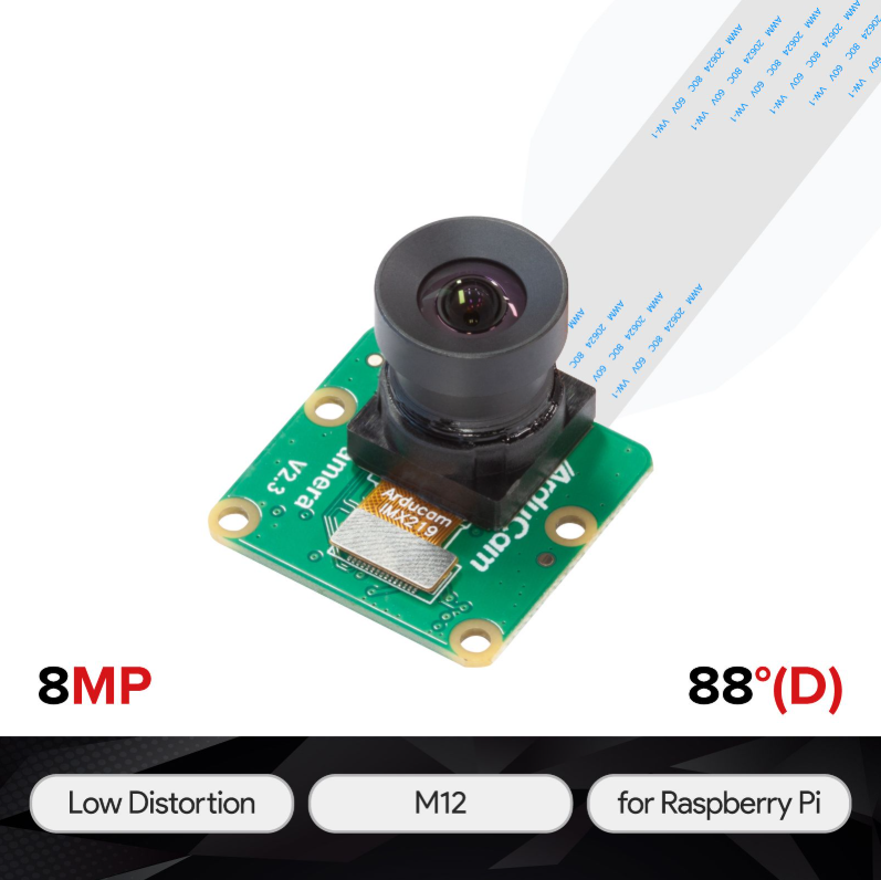 Arducam 8MP IMX219 Raspberry Pi Camera Module with M12 lens and 88° view