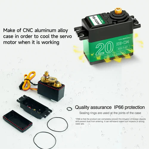 Yahboom 20kg Digital Servo Motor with Full Metal Gear, Waterproof Control, 270° Rotation & High Torque for RC Model DIY
