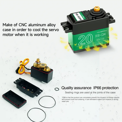 20kg Digital Waterproof Servo Motor – Full Metal Gear, 180° Control Angle, High Torque