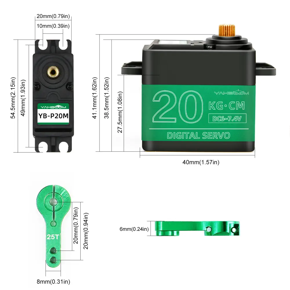 20kg Digital Waterproof Servo Motor – Full Metal Gear, 180° Control Angle, High Torque