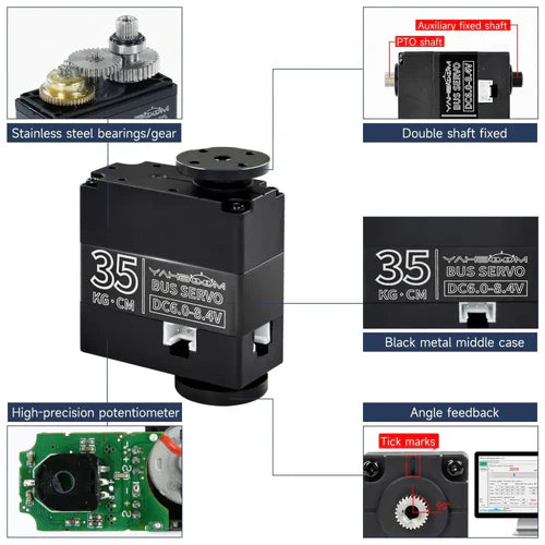 Yahboom 35KG Serial Bus Smart Servo High Speed Large Torque Metal Gear Digital Motor w/ 270° Control Angle