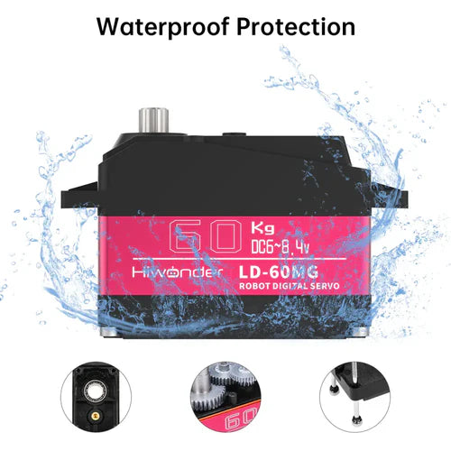 Hiwonder LD-60MG Digital Servo – 60KG High Torque, Waterproof, Single Shaft for RC Cars & Robotics