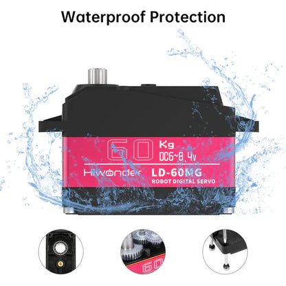 Hiwonder LD-60MG Digital Servo – 60KG High Torque, Waterproof, Single Shaft for RC Cars & Robotics