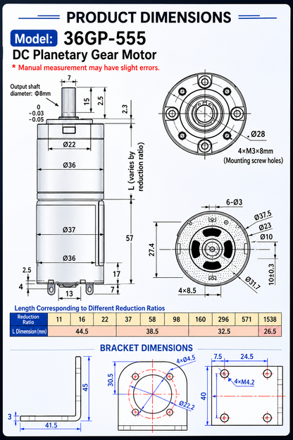 24V 58RPM DC Planetary Gear Motor High Torque Gearbox Motor for Automation