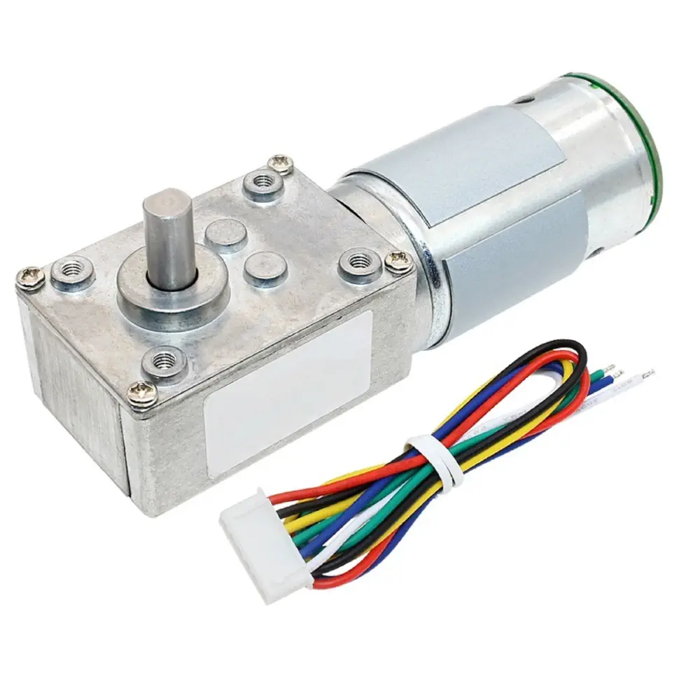 24V High Torque Self-Locking Worm Gear Motor with Encoder – 145RPM