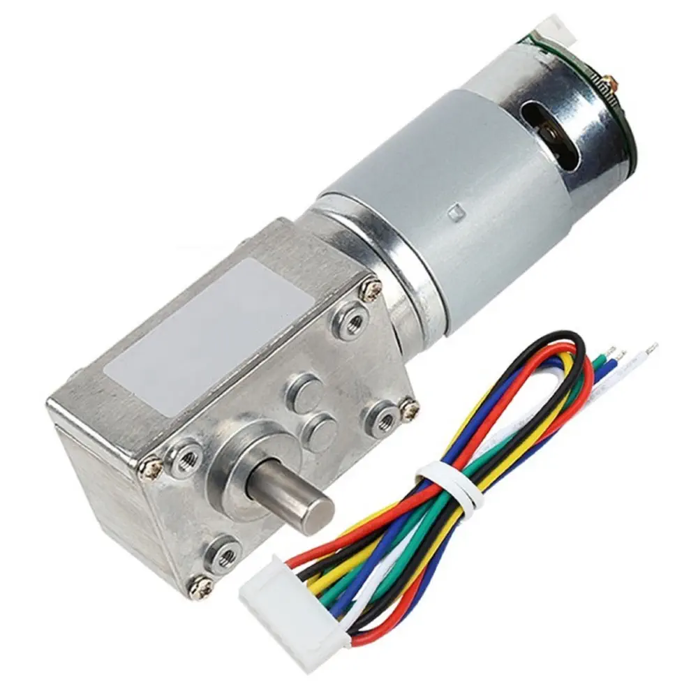 24V High Torque Self-Locking Worm Gear Motor with Encoder – 145RPM