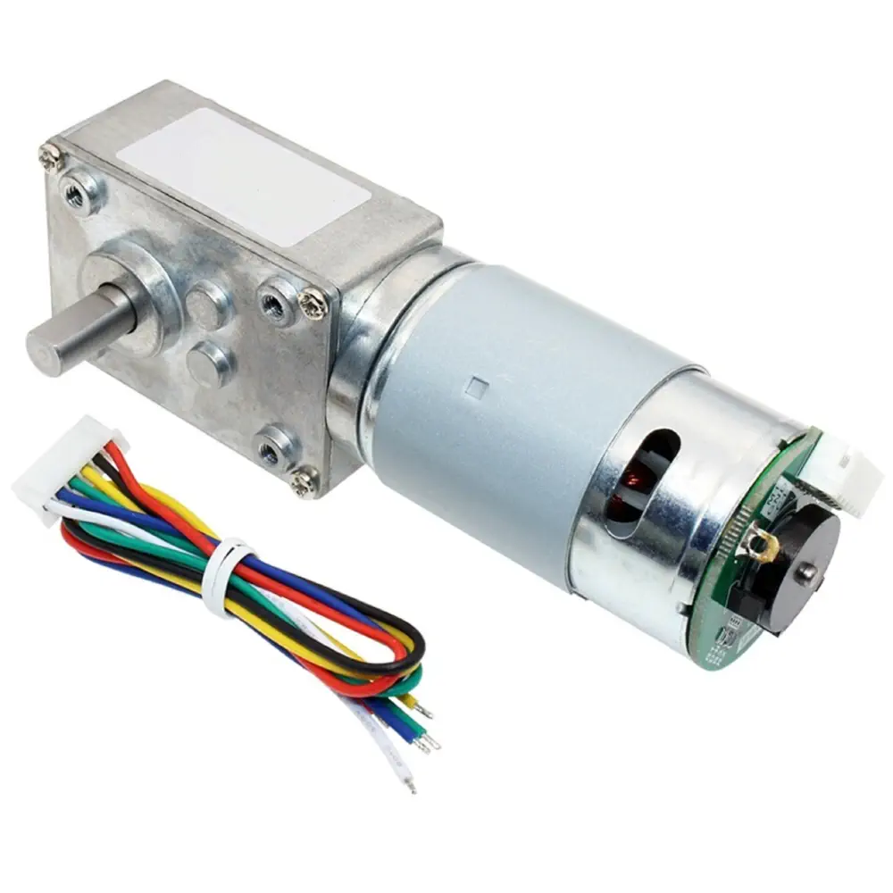 24V High Torque Self-Locking Worm Gear Motor with Encoder – 145RPM
