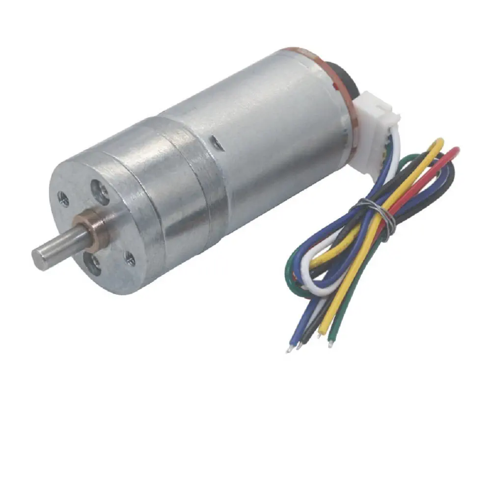 25D 24V 26RPM Brushed DC Gear Motor with Encoder – High Torque 52 kg·cm