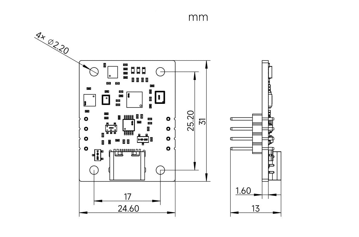 0-Axis AHRS IMU Sensor Module with Barometer | 6/9/10 DOF Inertial Measurement Unit | USB Type-C | ROS Compatible