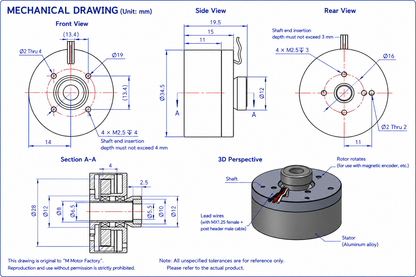 2804 Hollow Shaft Brushless DC Motor 220KV BLDC Outrunner Gimbal Motor with Magnetic Ring for FOC SimpleFOC ODrive VESC Robotics