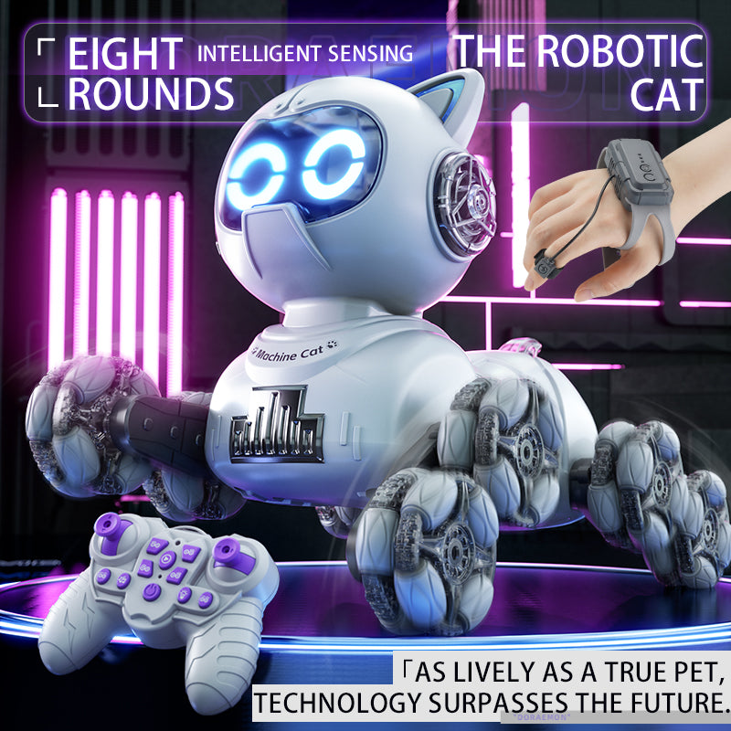 Smart Eight-Wheeled Robotic Cat – Interactive Mechanical Pet Toy with Remote Control