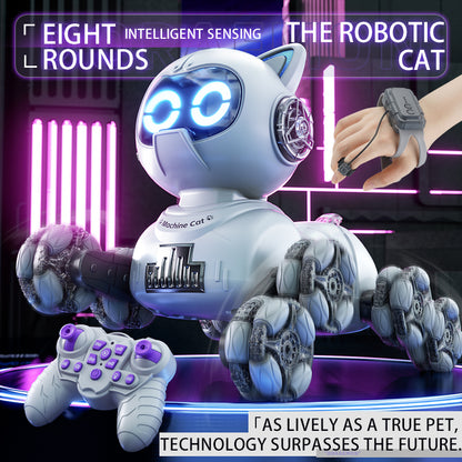 Smart Eight-Wheeled Robotic Cat – Interactive Mechanical Pet Toy with Remote Control