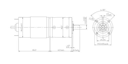12V Planetary Gearmotor 42mm Diameter, 49:1 Ratio, 126RPM, 2.3Nm Torque Output