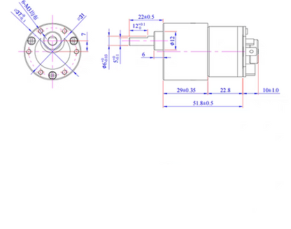 37mm DC Gear Motor with Encoder – 12V / 24V High Torque Motor, 7.4–1000 RPM Options