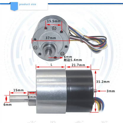 37 mm 24V Brushless DC Gear Motor – ~7 RPM High Torque Precision Drive