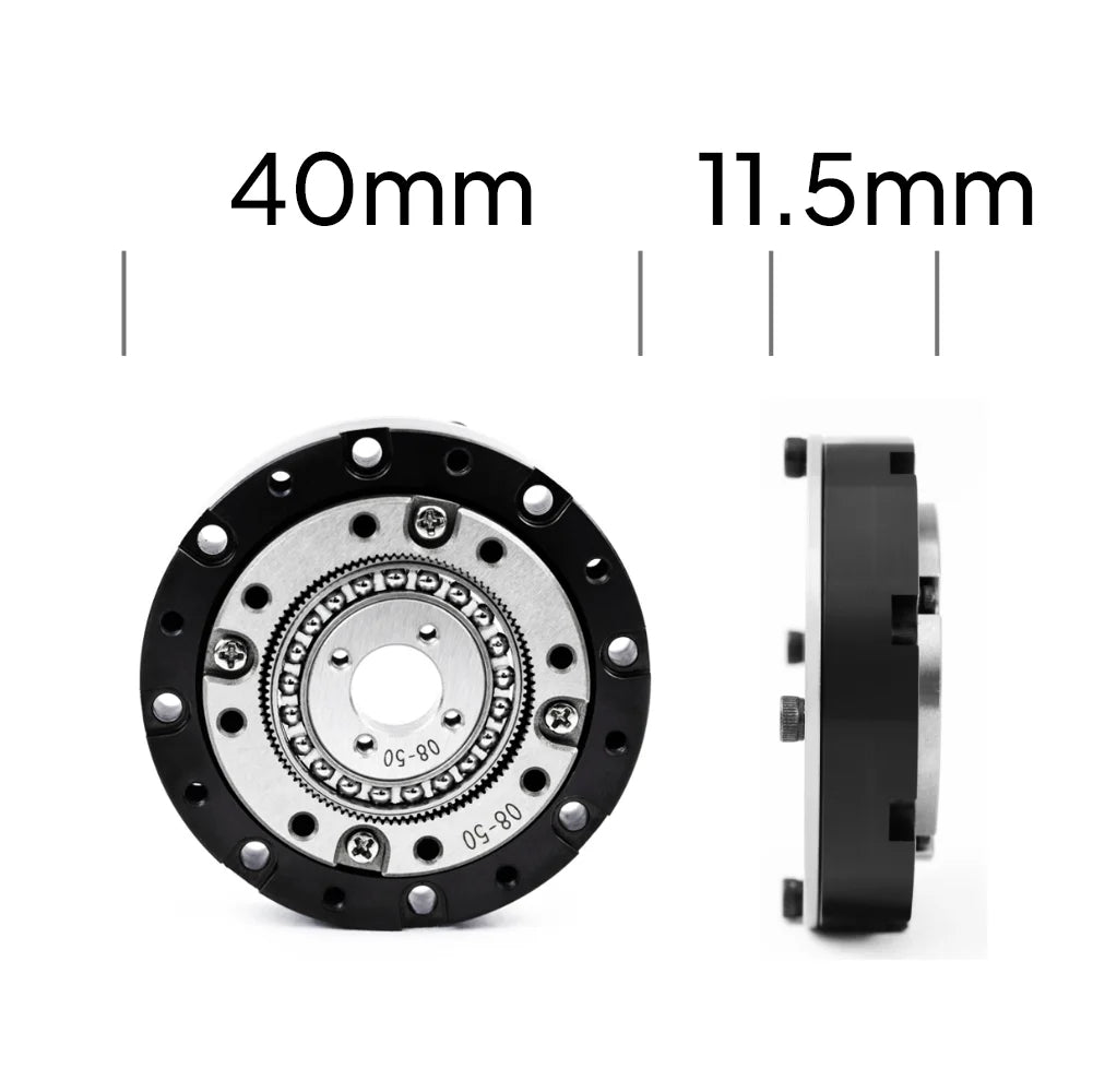 SHD-08 Mini Harmonic Drive Reducer 40mm Strain Wave Gearbox for Robot Arm (50:1 / 100:1)