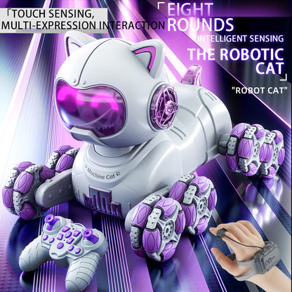 Smart Eight-Wheeled Robotic Cat – Interactive Mechanical Pet Toy with Remote Control