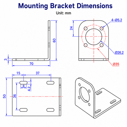 42mm Planetary Gear Motor Mounting Bracket for 12V 24V DC Gear Motor