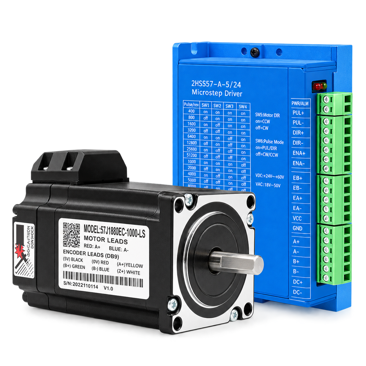 57mm Closed-Loop Stepper Motor and Driver Kit 2.0–2.8 Nm for CNC