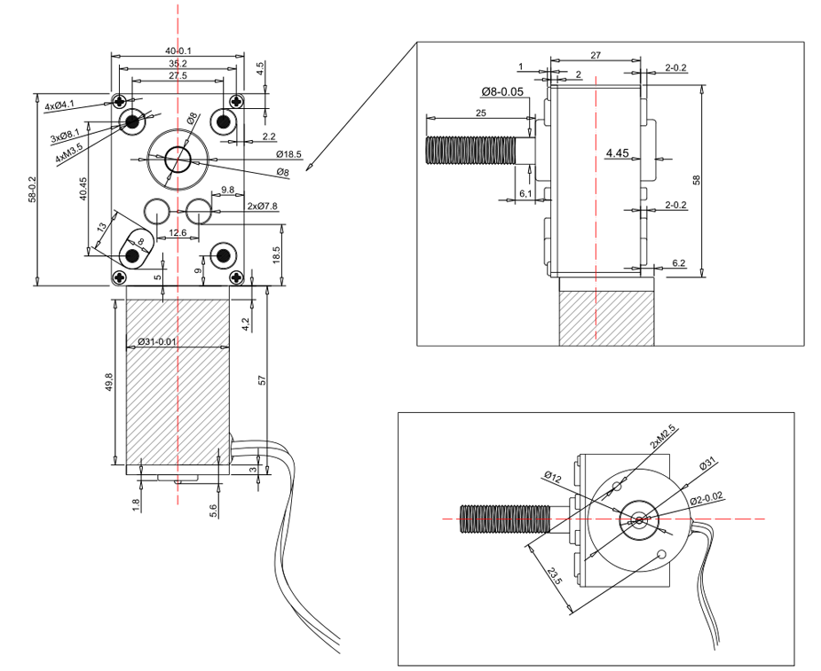 DC Worm Gear Motor 12V/24V, High Torque M8 25mm Shaft | Metal Gearbox for Robotics & Automation